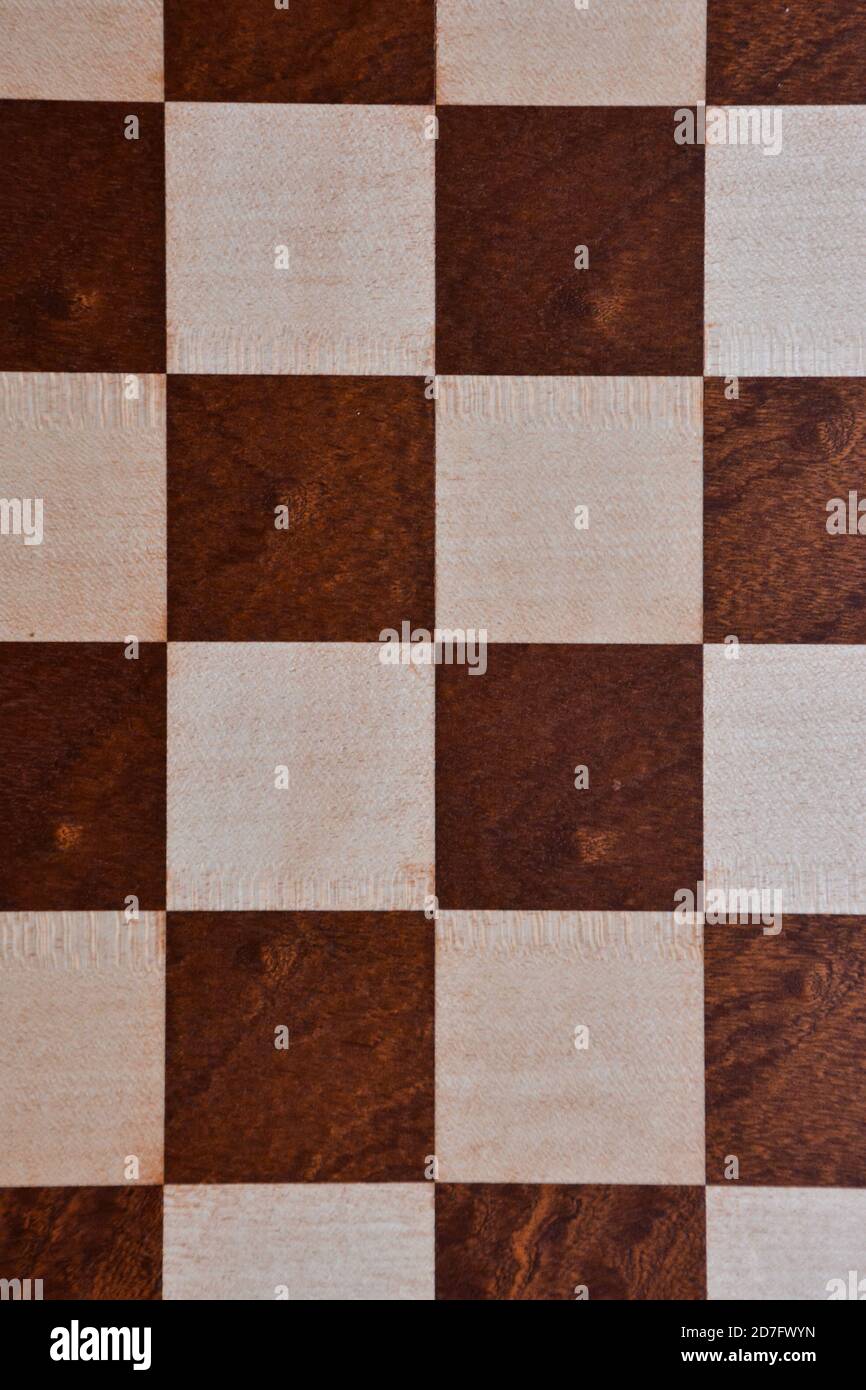 Remnant (37 x 112 cm) - Chessboard wooden texture fabric brown squares USA  cotton - modeS4u