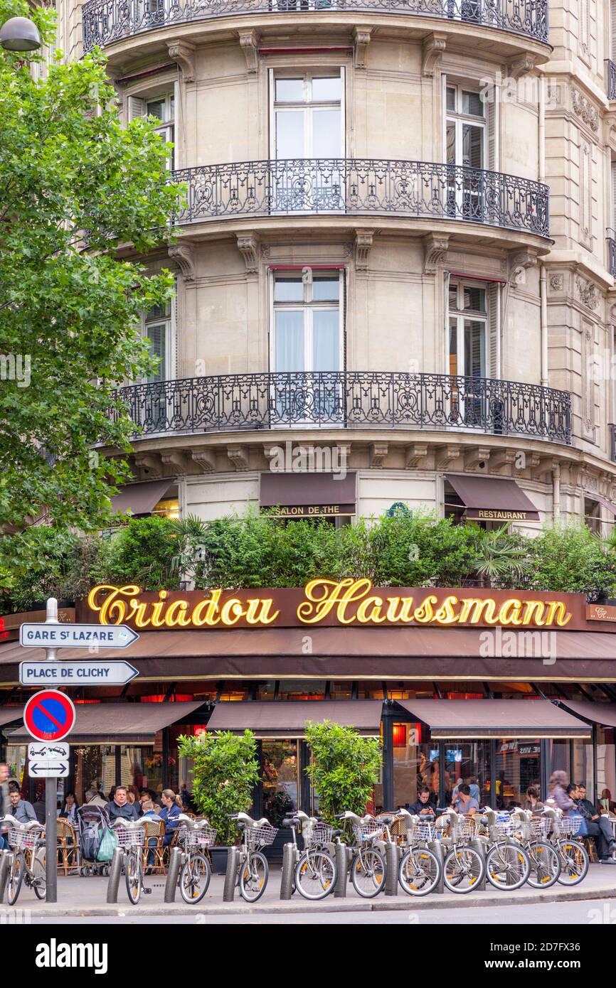 Triadou Haussmann - a French restaurant and cafe in the 8th Arrondissement, Paris, Ile-de-France, France Stock Photo