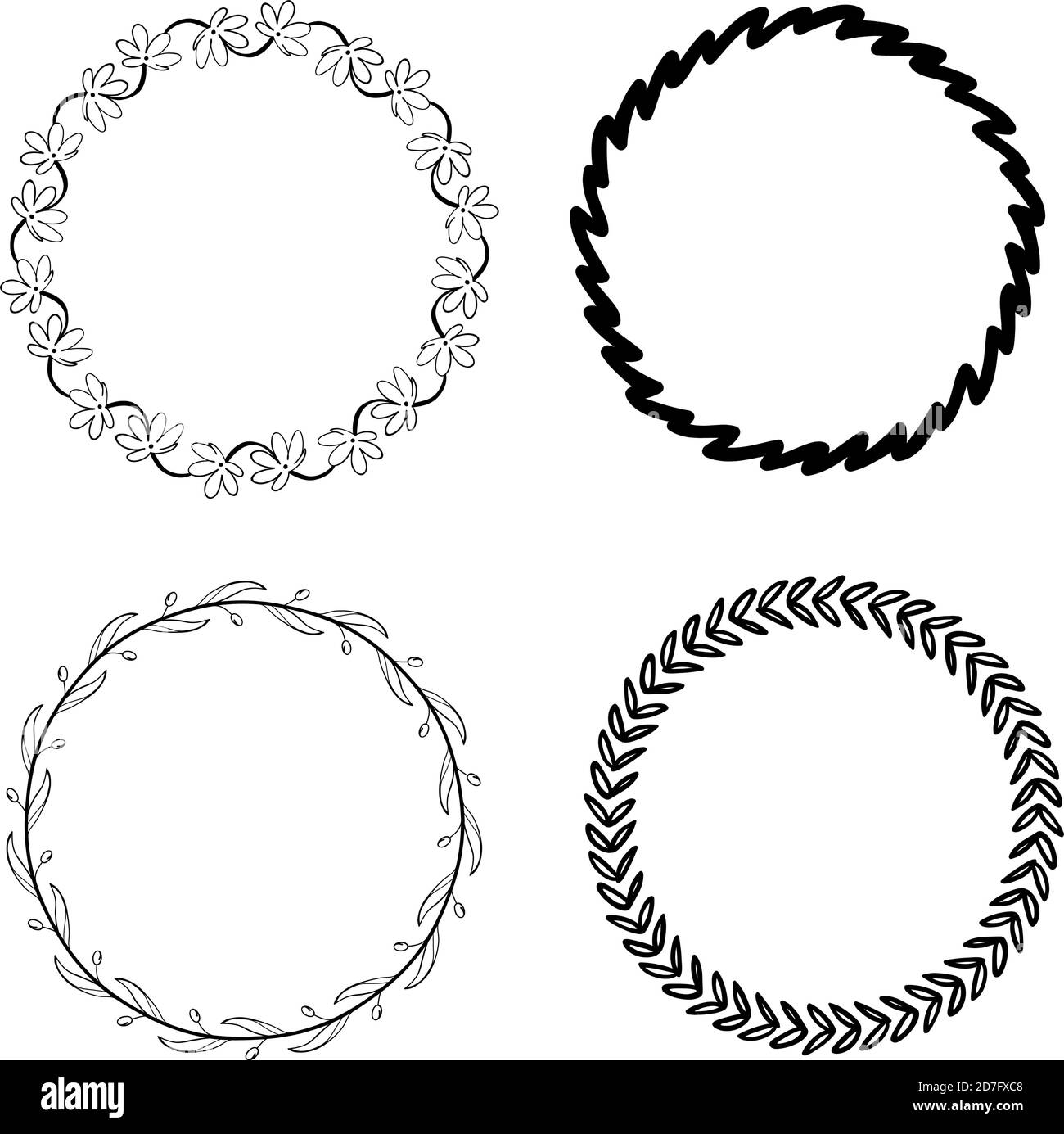 Vector set of hand drawn round frames. Vector isolated illustration ...