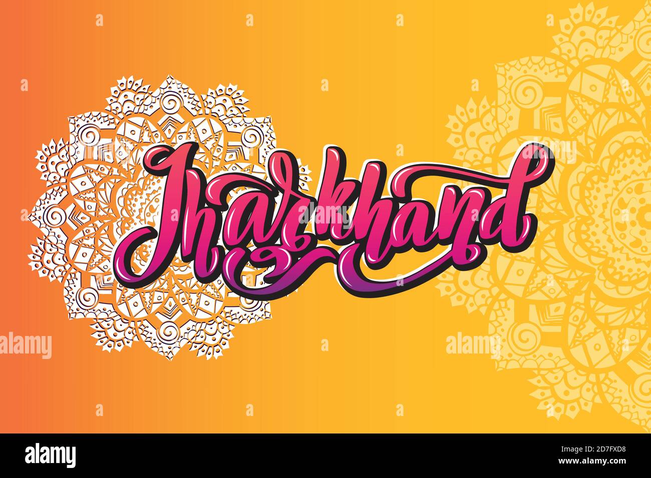 Jharkhand Handwritten stock lettering typography. States of India. Stock Vector