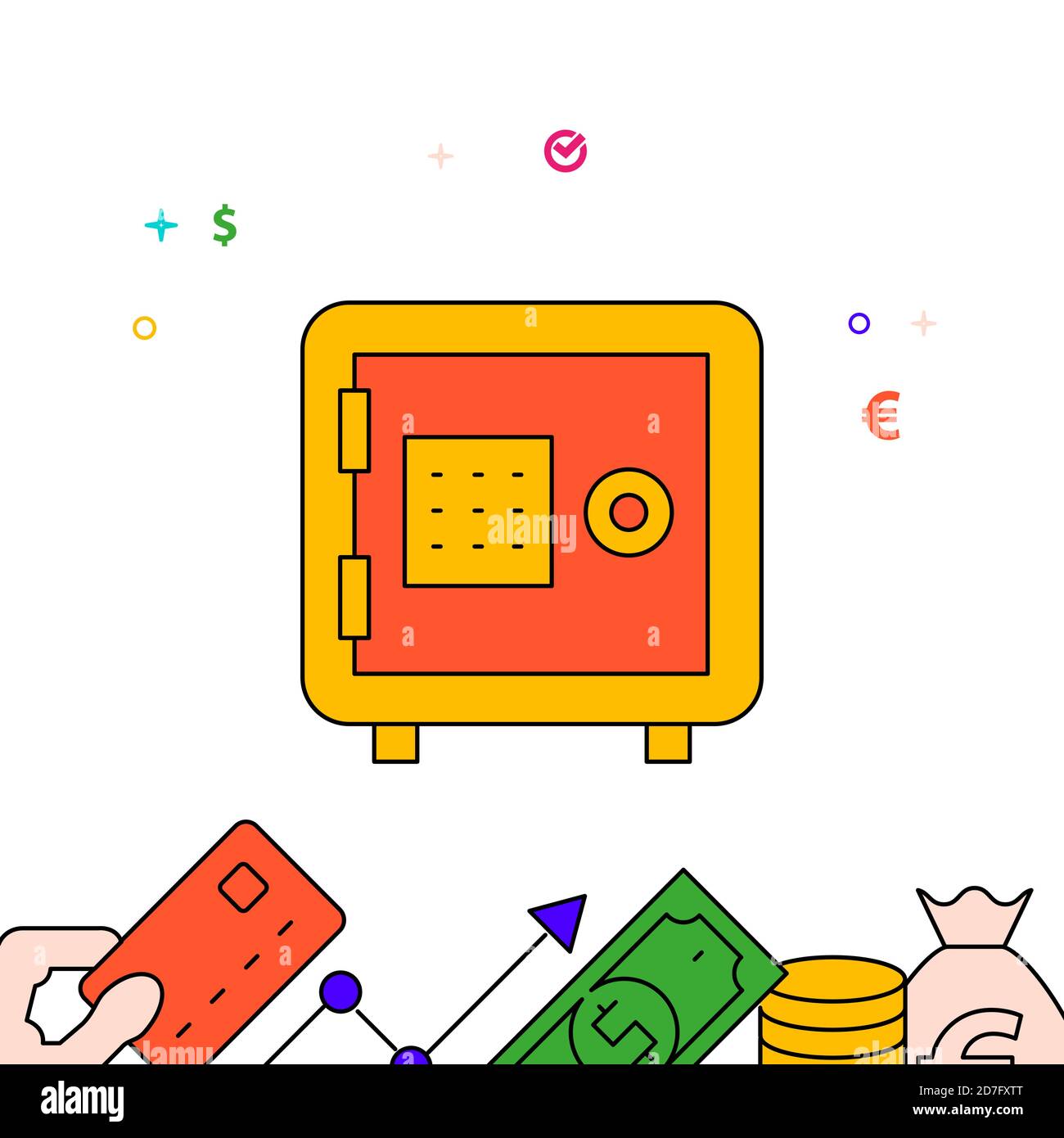 Safe filled line icon, simple illustration Stock Vector