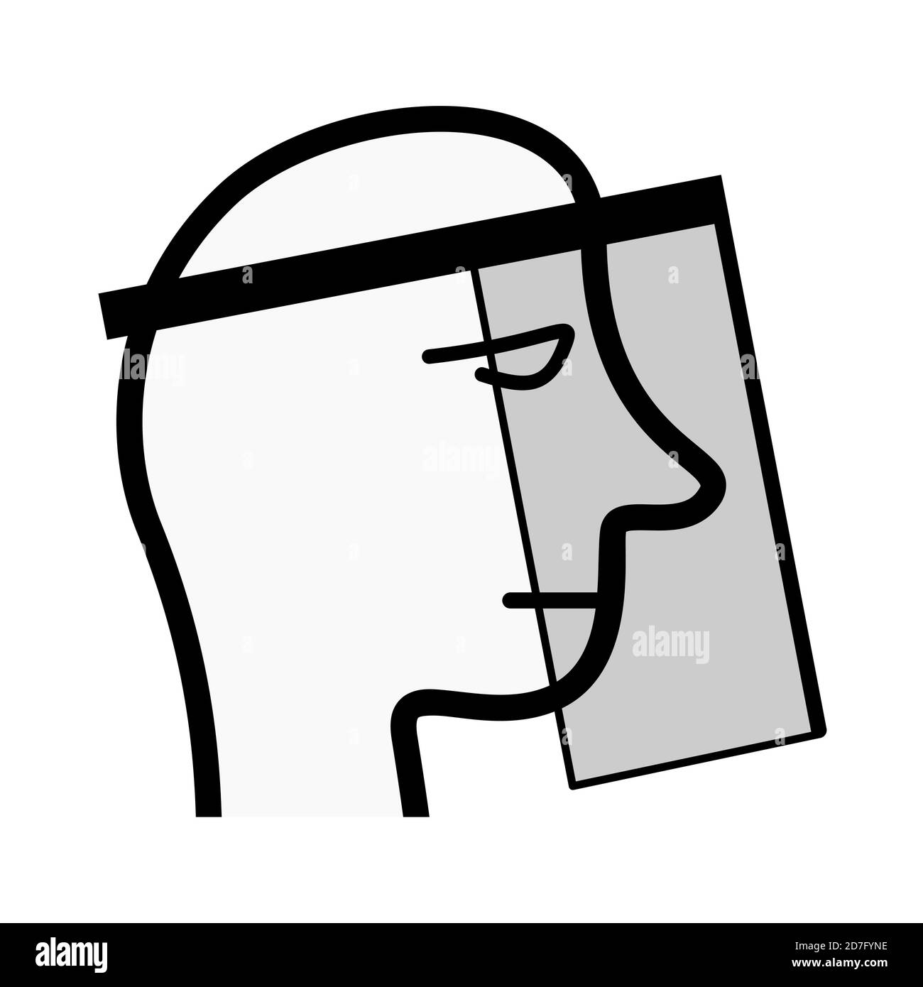 Person with a Protective Face Shield Icon. Vector Image. Stock Vector