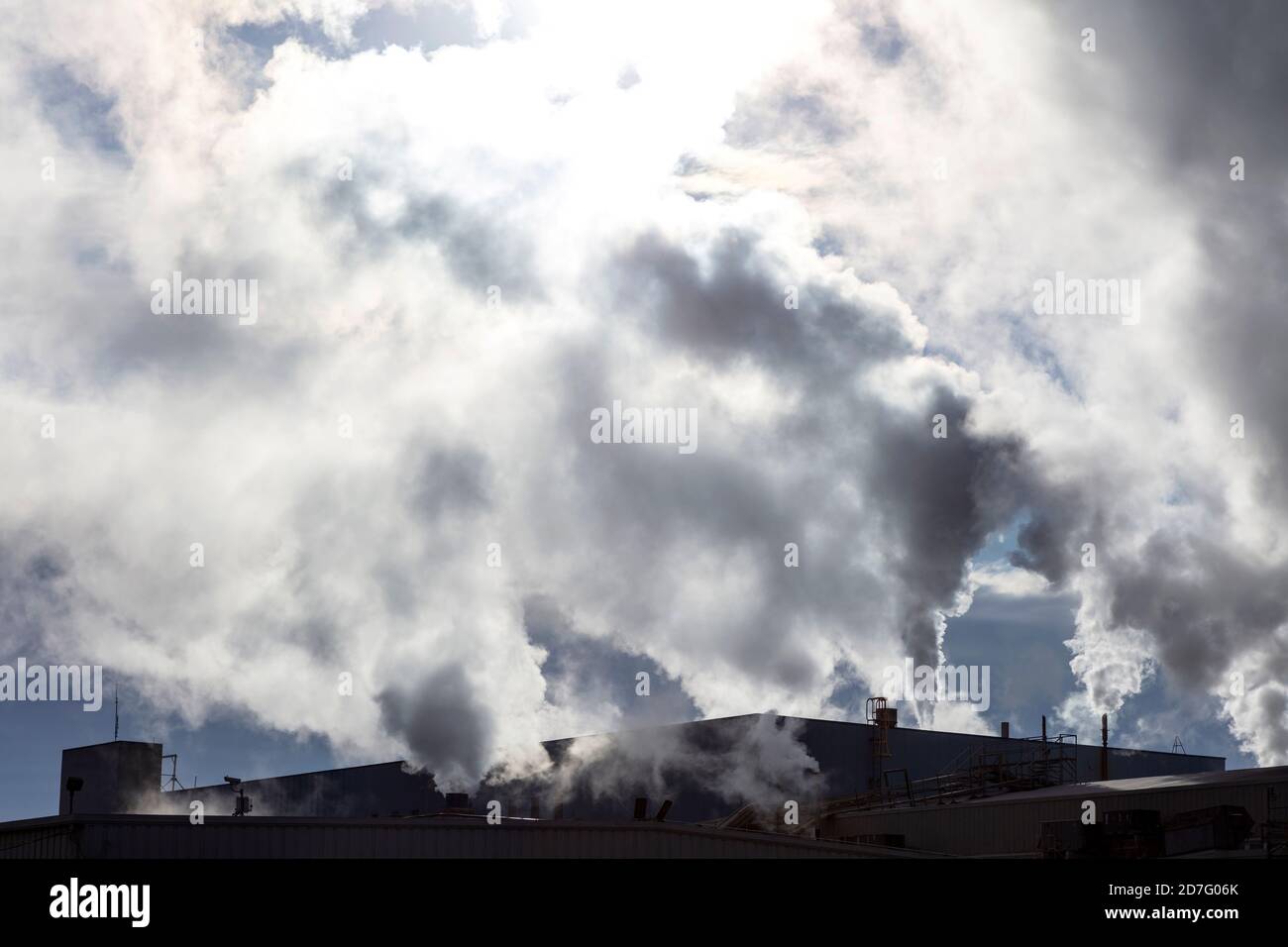 Industry, stacks venting steam, E USA, by James D Coppinger/Dembinsky Photo Assoc Stock Photo