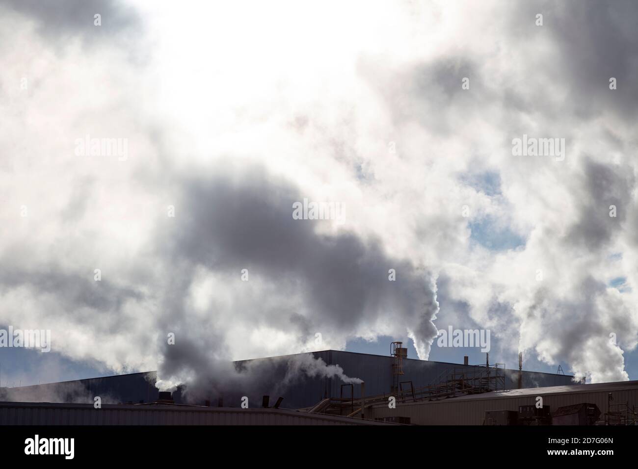 Industry, stacks venting steam, E USA, by James D Coppinger/Dembinsky Photo Assoc Stock Photo
