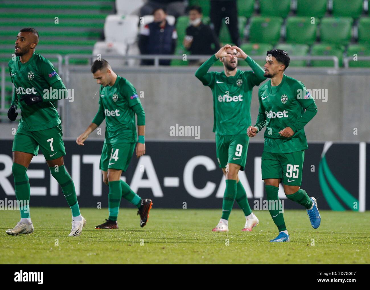 RAZGRAD, BULGARIA - OCTOBER 22: Higinio Marin of Ludogorets celebrates  after scoring his goal for 1-0 in 46th minute during the UEFA Europa League  Group J stage match between PFC Ludogorets Razgrad