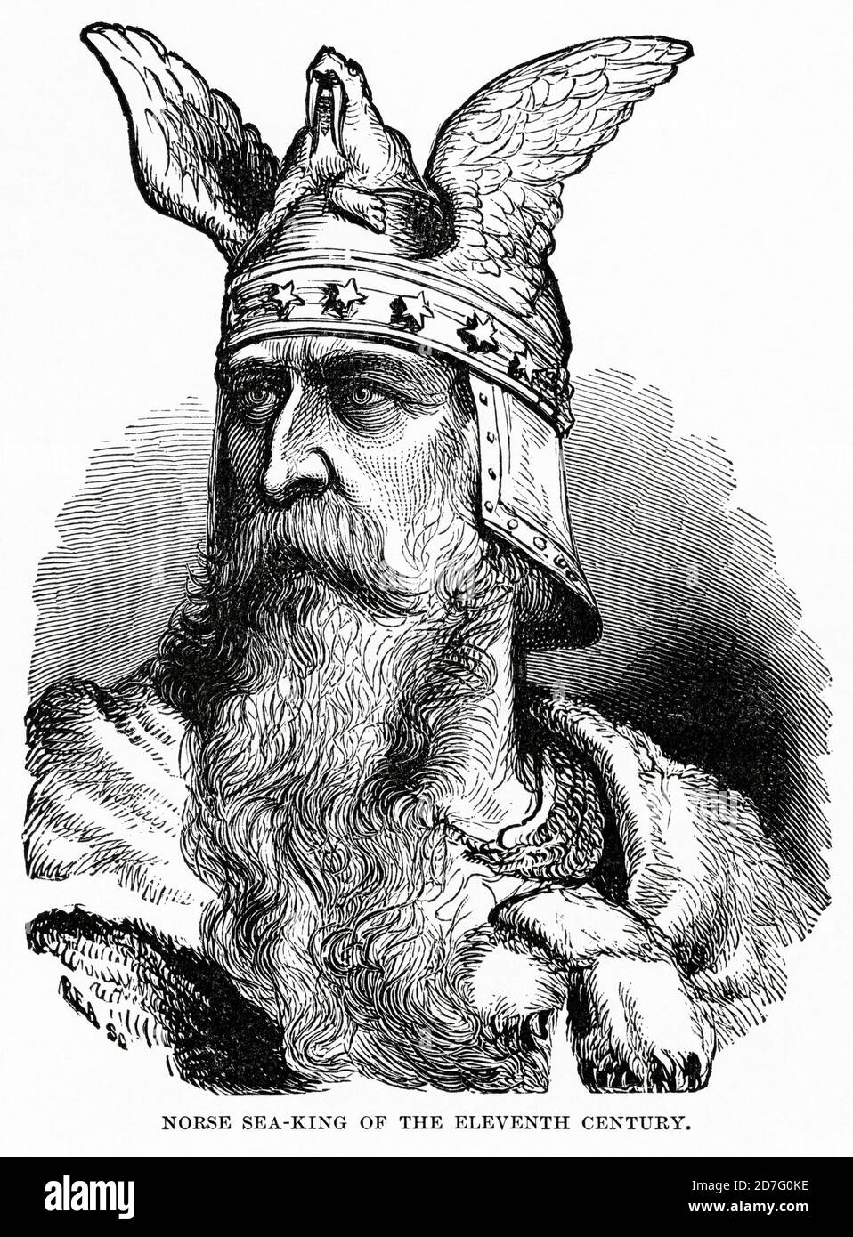 Norse Sea-King of the Eleventh Century, Illustration, Ridpath's History of the World, Volume III, by John Clark Ridpath, LL. D., Merrill & Baker Publishers, New York, 1897 Stock Photo