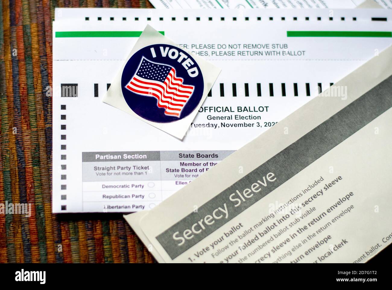 Absentee ballot is ready to fill out and return to vote for USA president Stock Photo