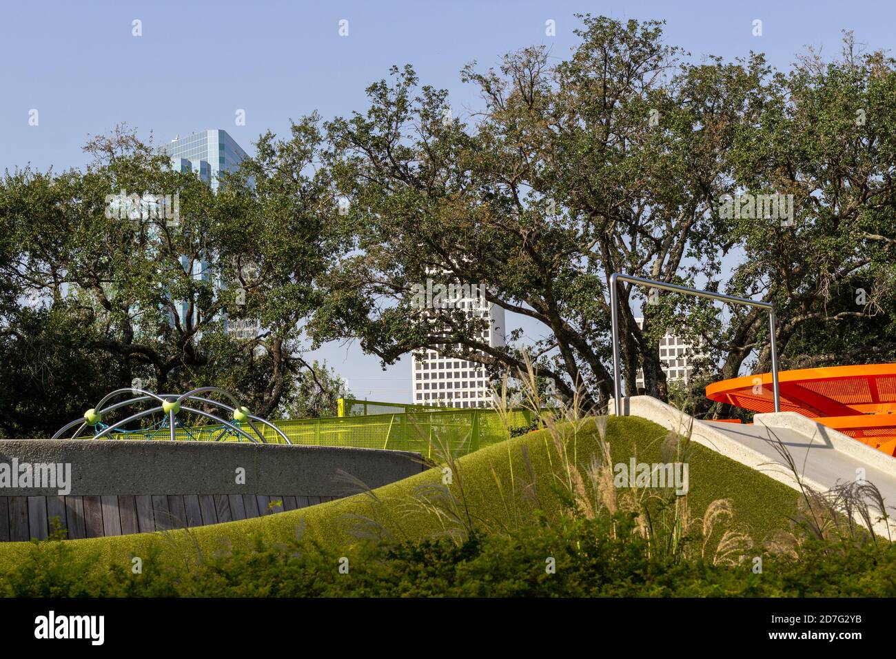 City Park in the Sun with Trees and Blue Sky Stock Photo - Alamy