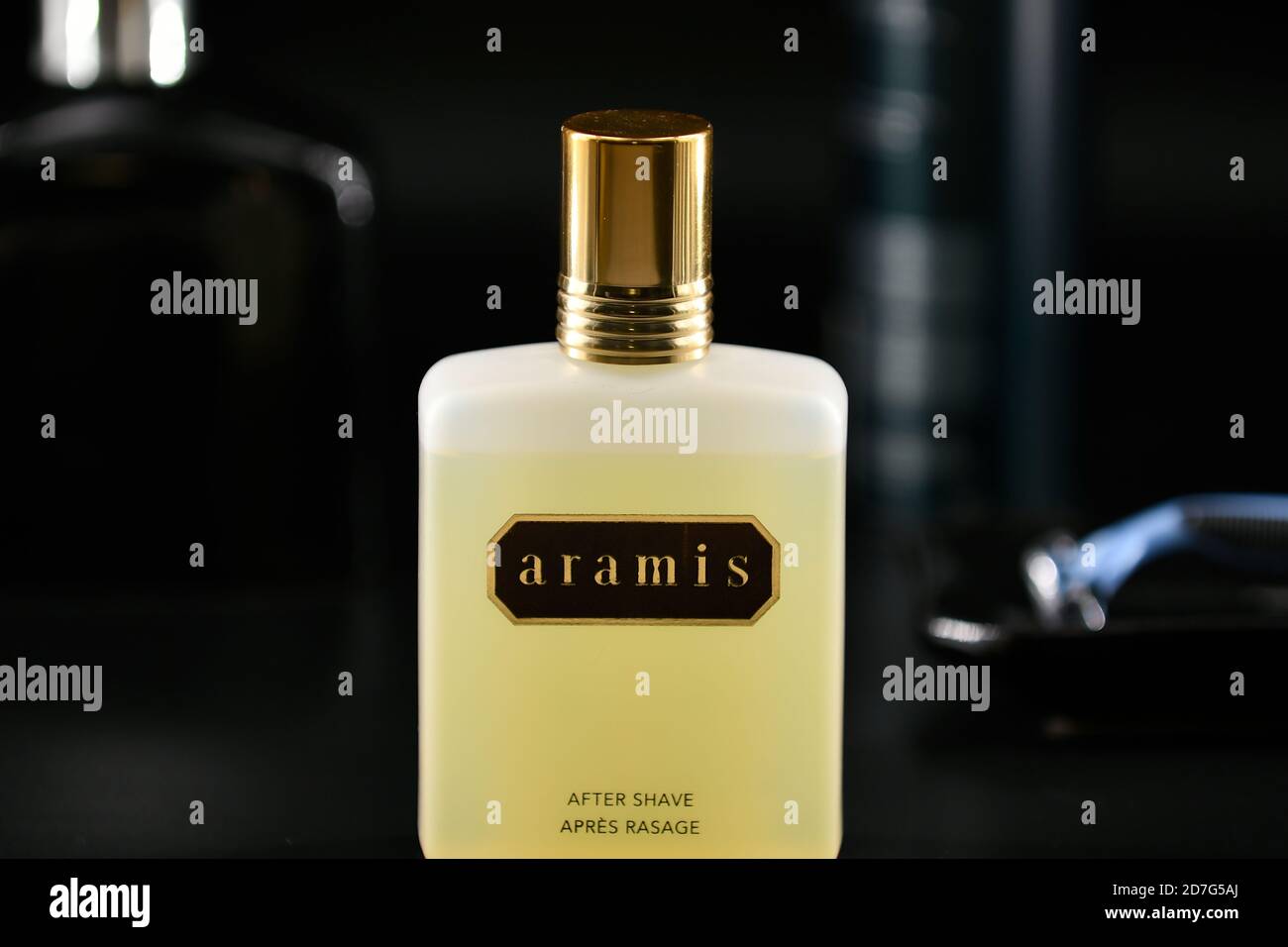 After Shave cologne studio shot black background with