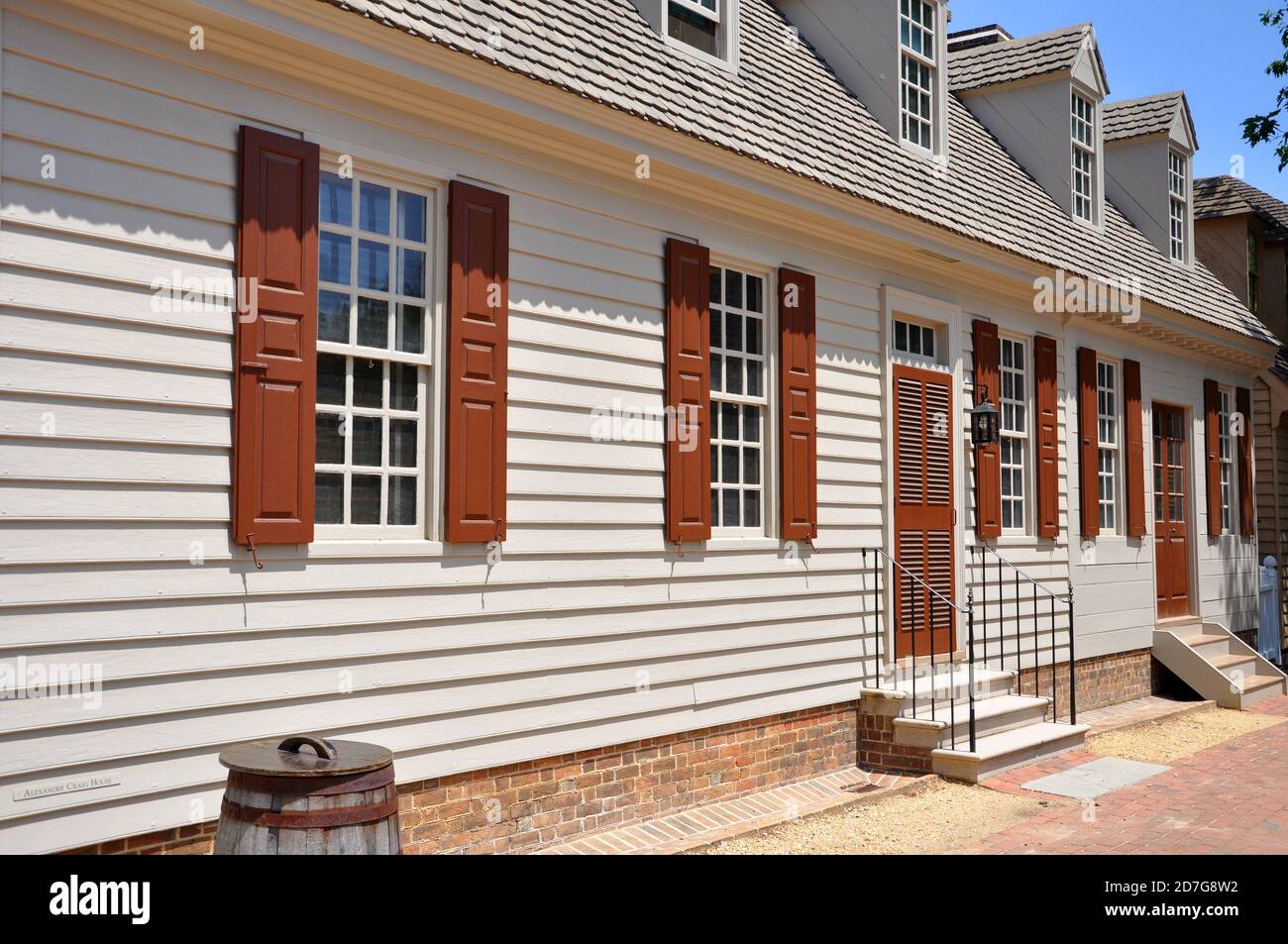 Antique House in Colonial Williamsburg, Virginia VA, USA Stock Photo