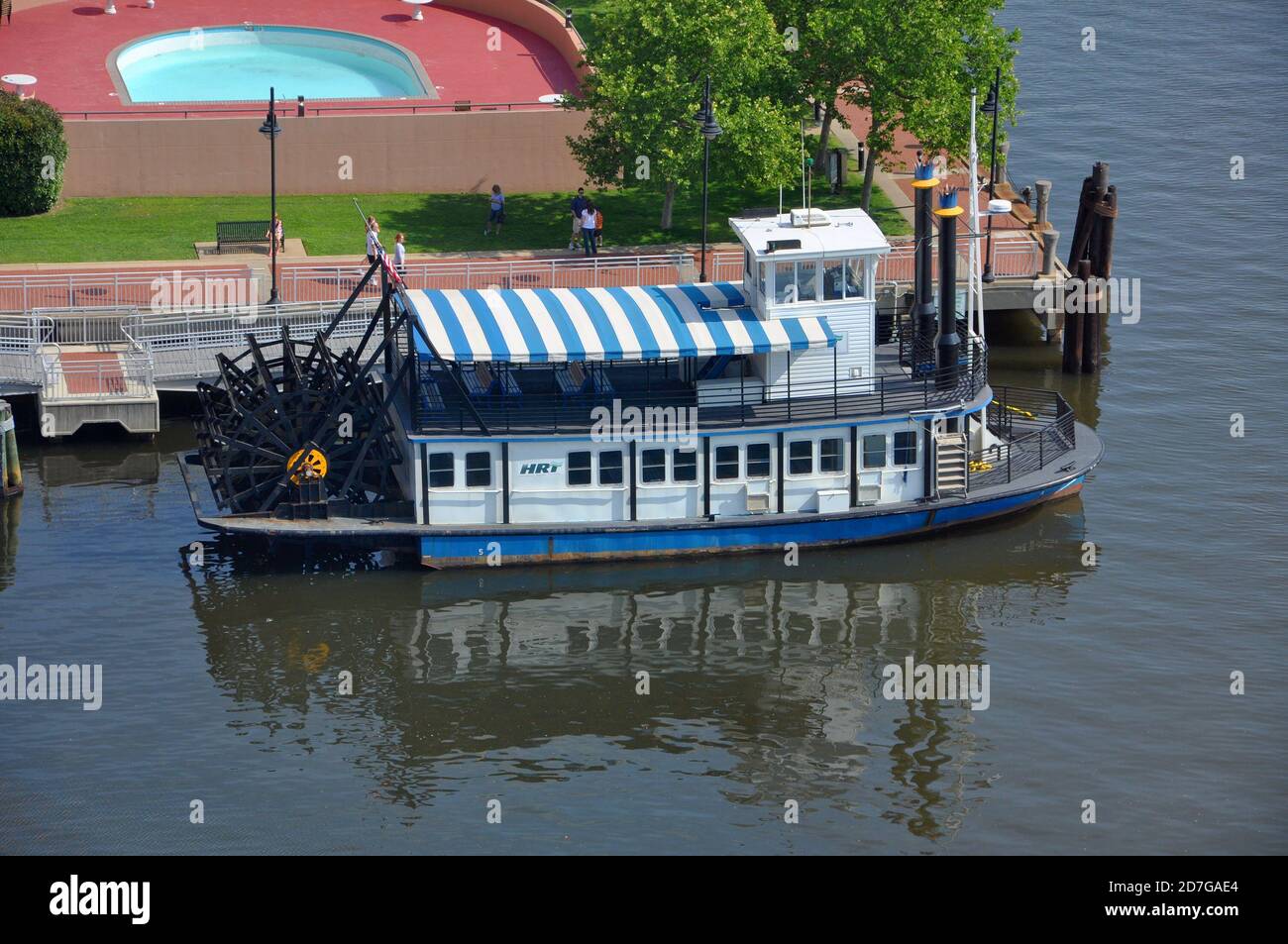 Steamboat operated by Hampton Roads Transit (HRT) connects downtown