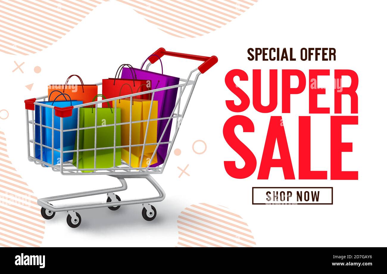 Super sale vector banner design. Special offer sale text with paper