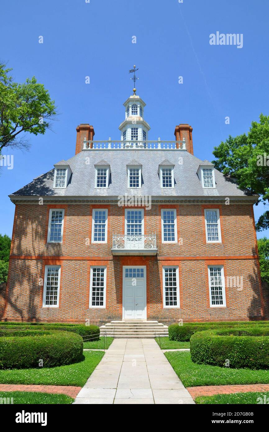 Governors Palace of British Colony in Williamsburg Historic District in