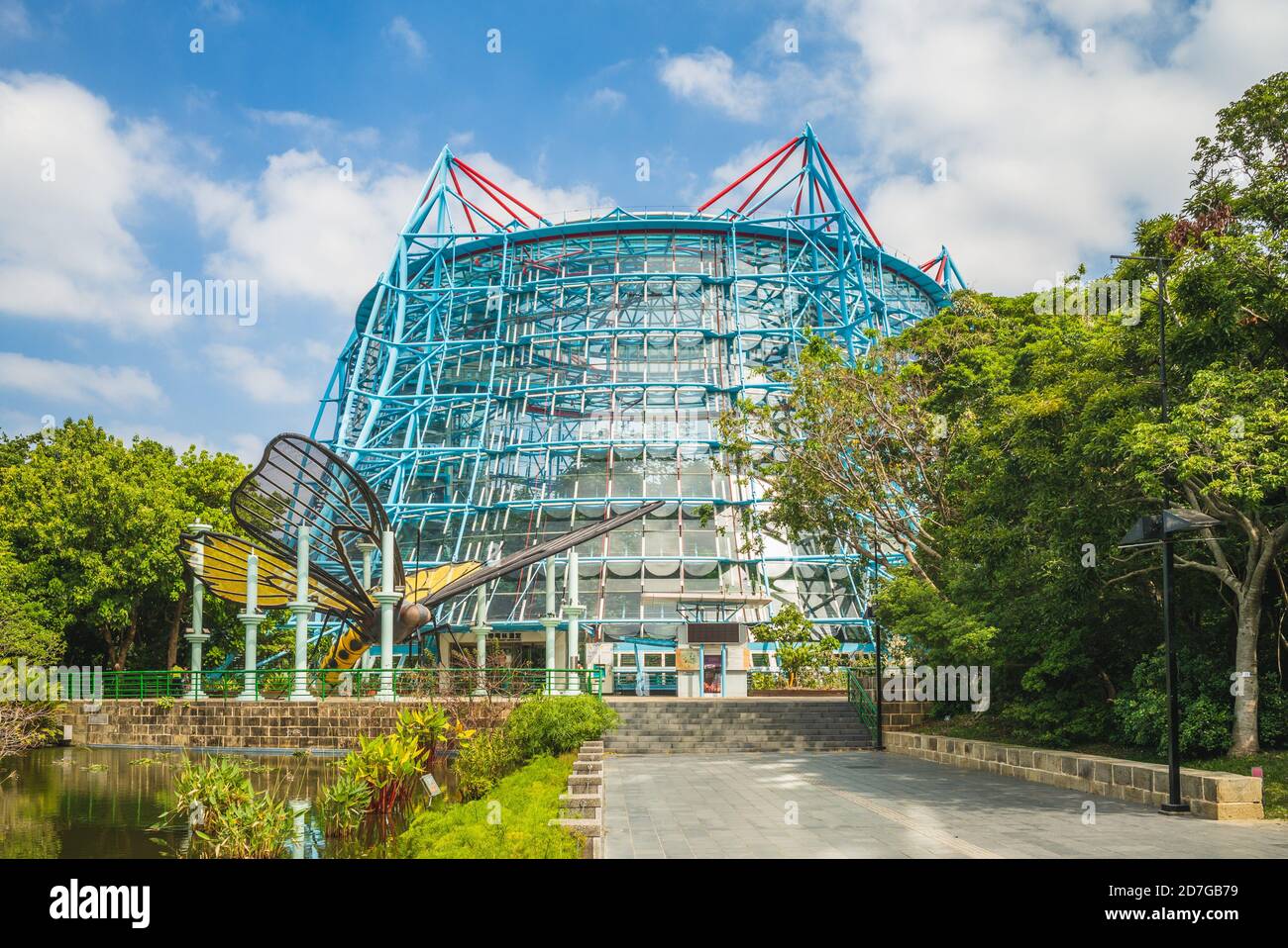 October 20, 2020: Tropical rain forest greenhoue at Taichung Botanical Garden in taichung, taiwan. The outer frame is constructed of high precision st Stock Photo