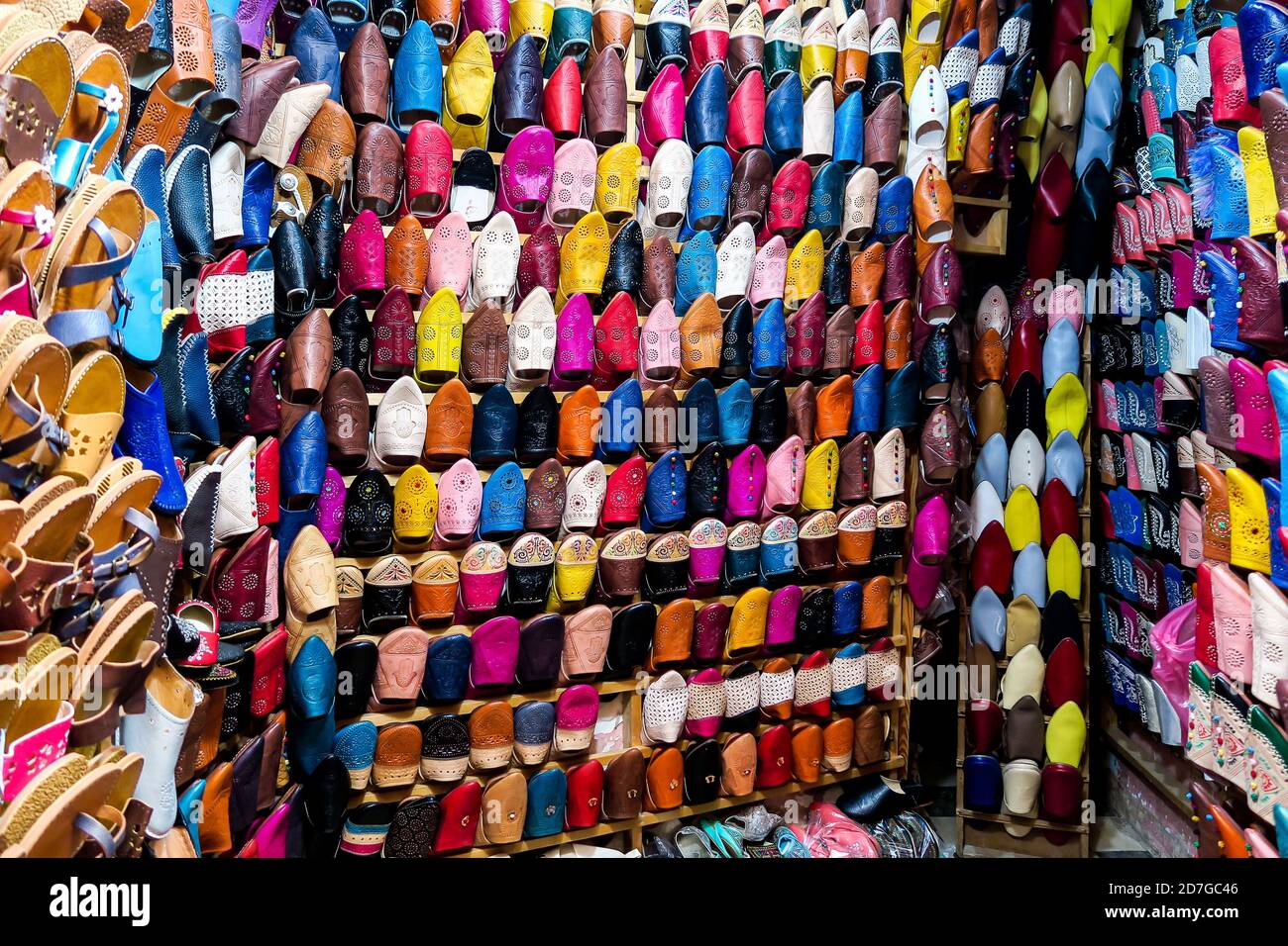 colorful shoes for sale, photo as background Stock Photo - Alamy