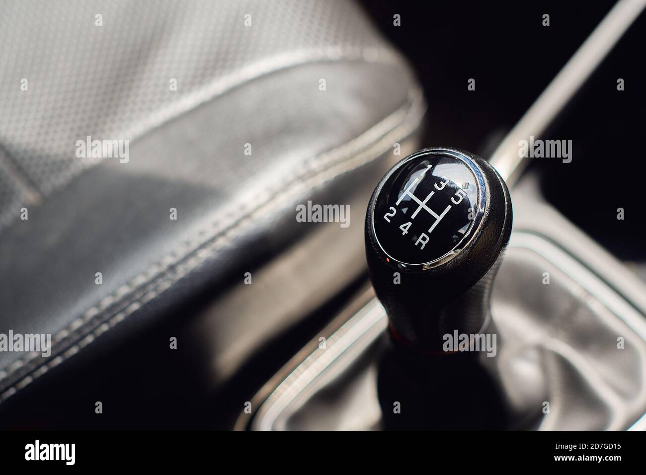 manual transmission gearshift stick, close-up view image Stock Photo