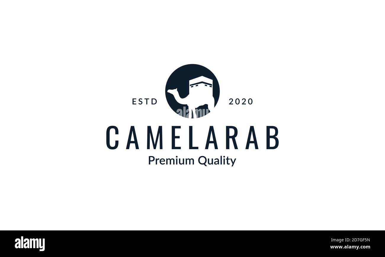Camel with  Kaaba logo vector  illustration design Stock Vector