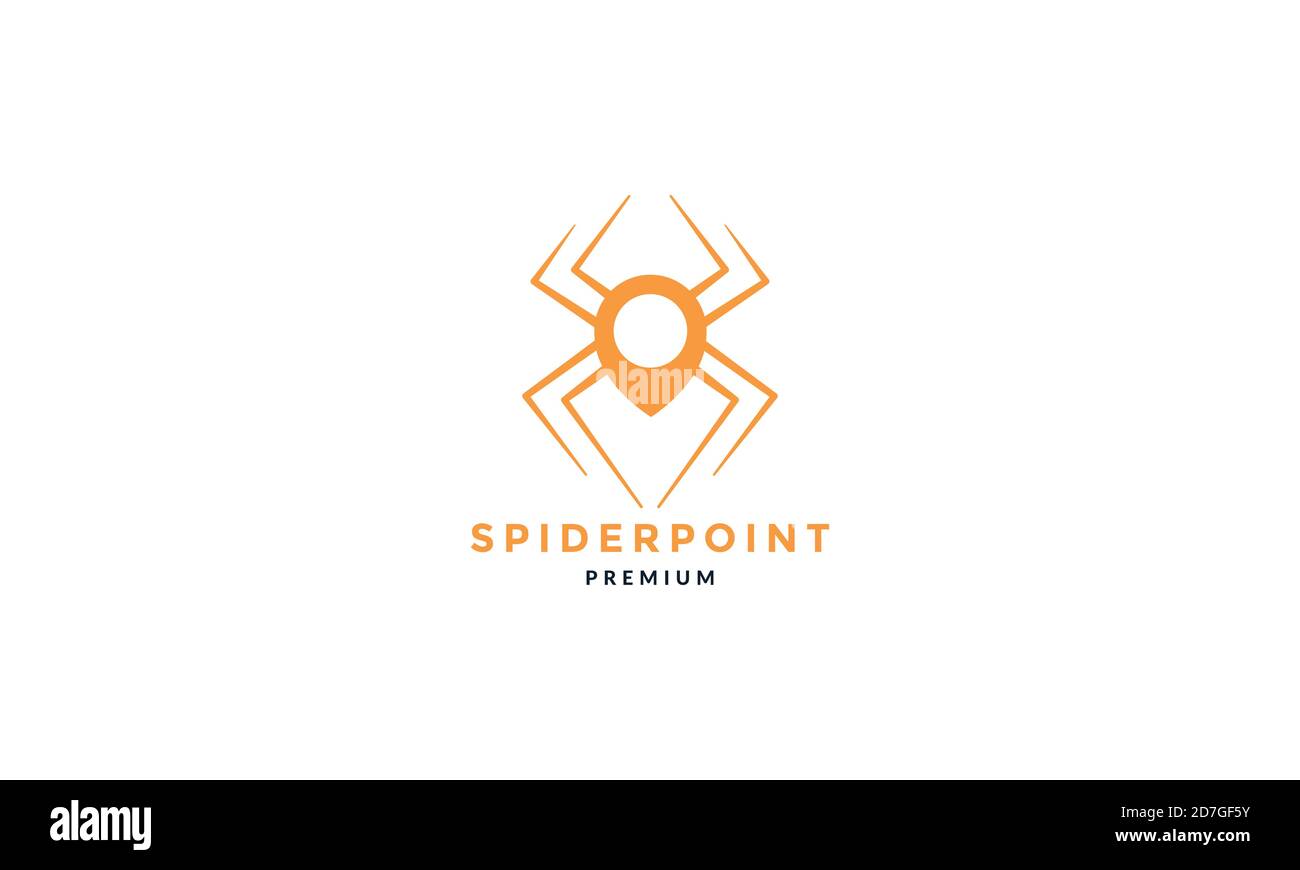 spider with map or pin or location logo vector illustration design Stock Vector