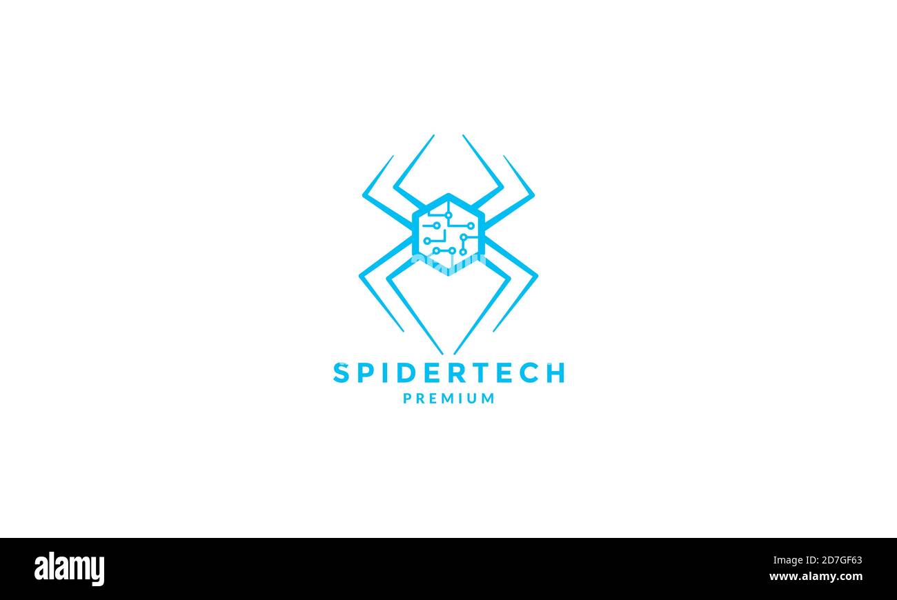 spider technology  line art outline logo icon vector illustration design Stock Vector