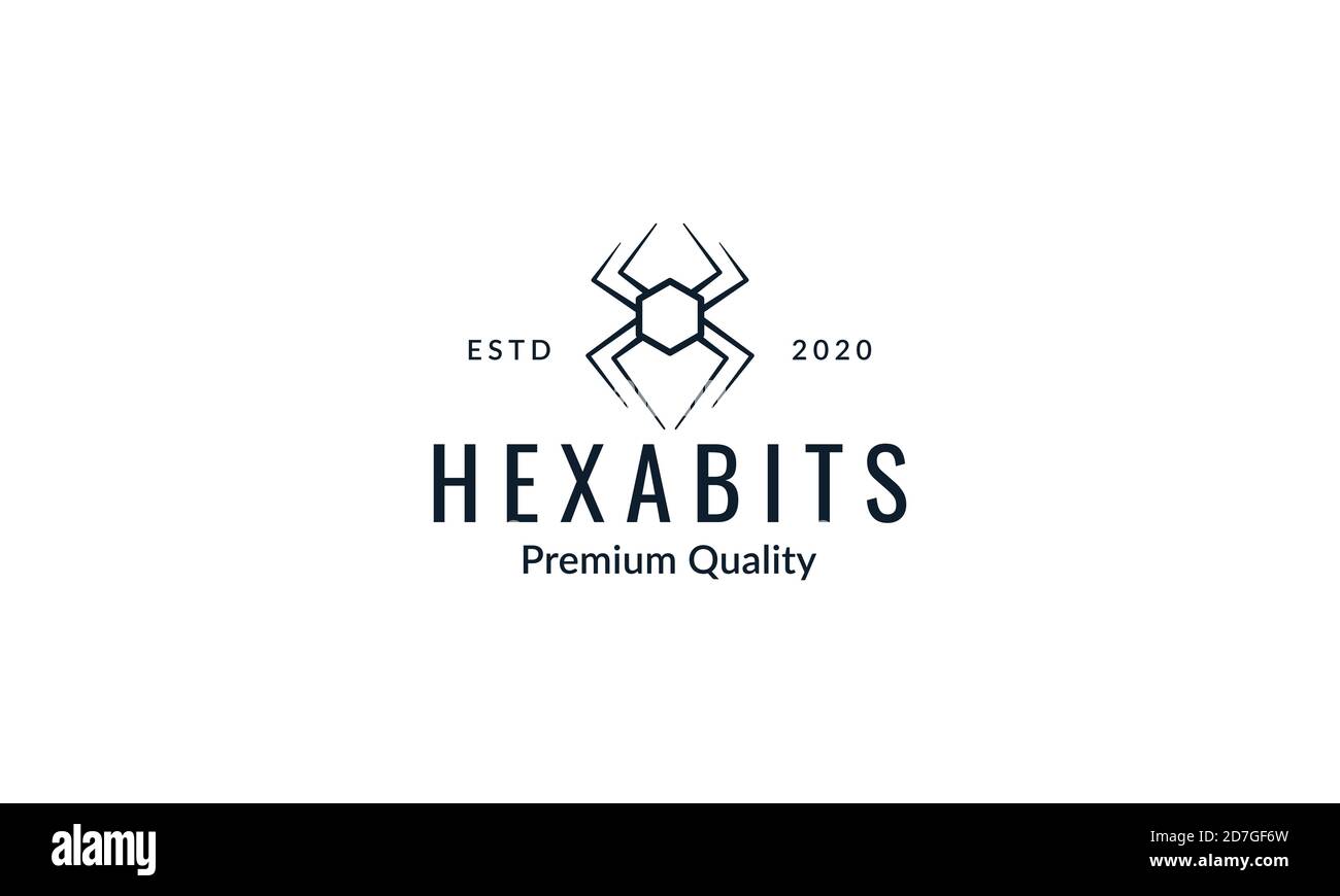 spider hexagonal  line art  logo icon vector illustration design Stock Vector