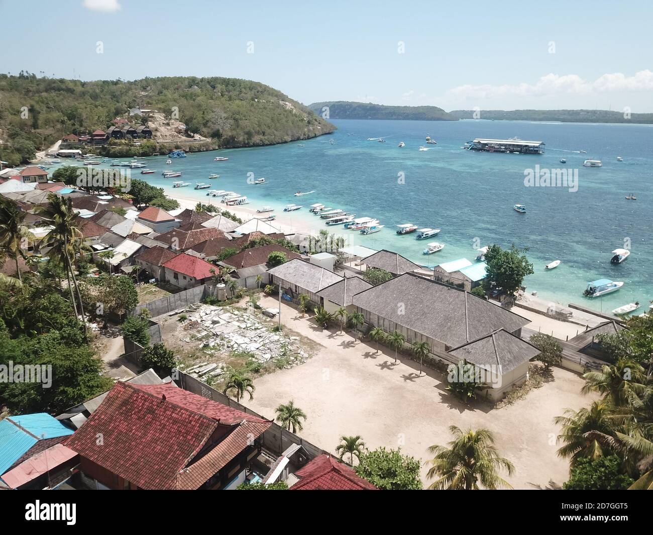 Aerial from Toya Pakeh Harbour Nusa Penida Bali Indonesia. View of