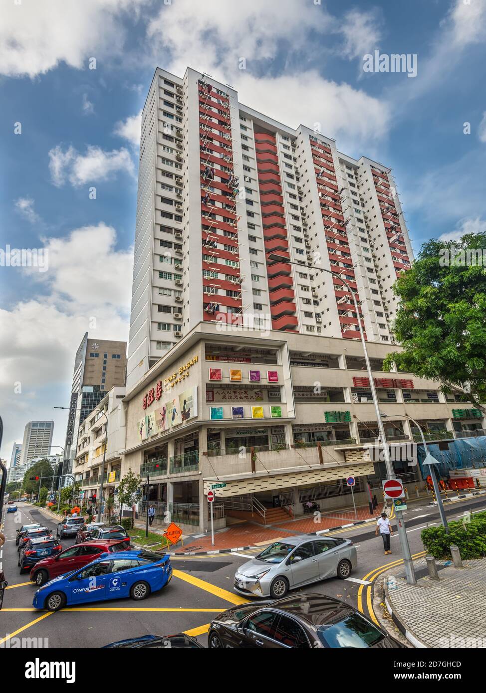 Singapore December 4, 2019 Street view of Singapore at sunny day