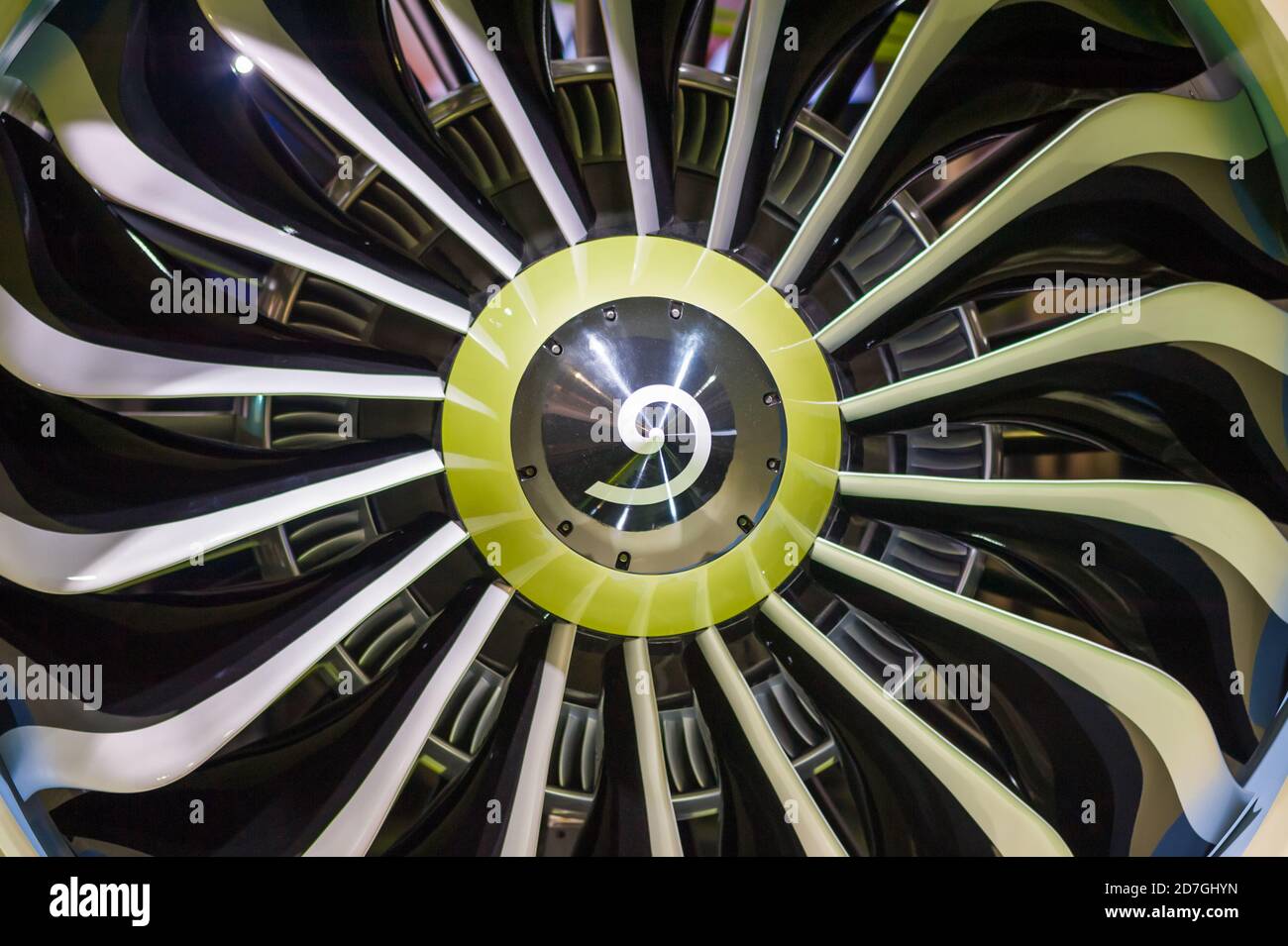 Commercial airplane jet engine turbine close-up view Stock Photo - Alamy