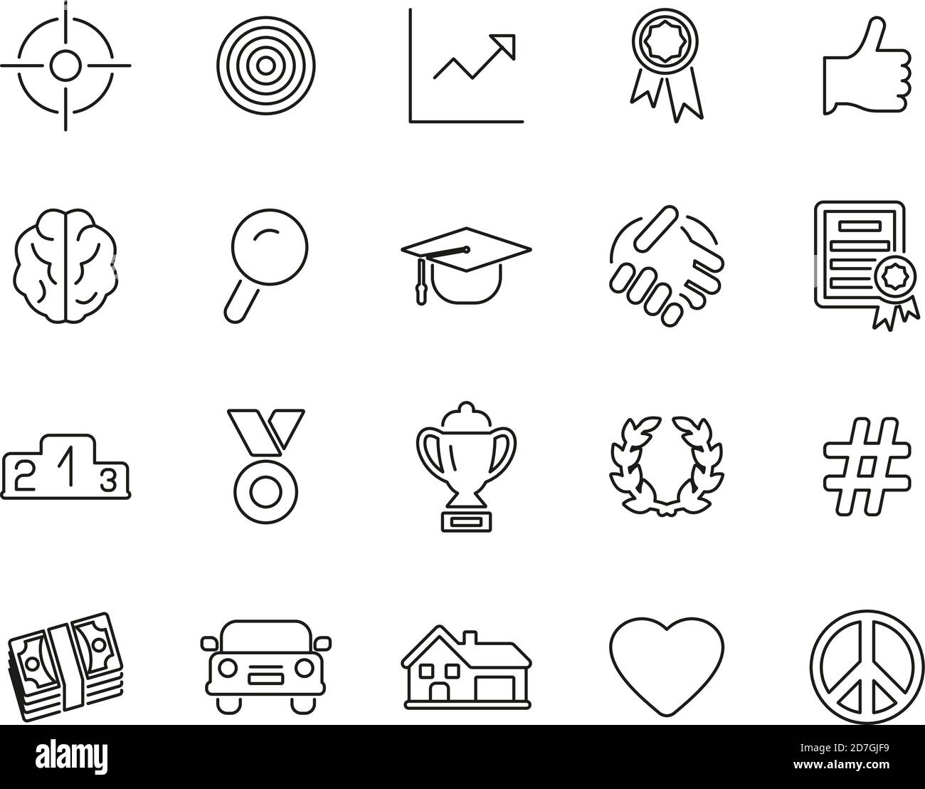 Goal & Aspiration Icons Black & White Thin Line Set Big Stock Vector ...