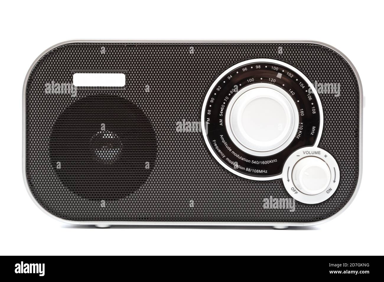 Stylish compact radio receiver isolated on white background Stock Photo