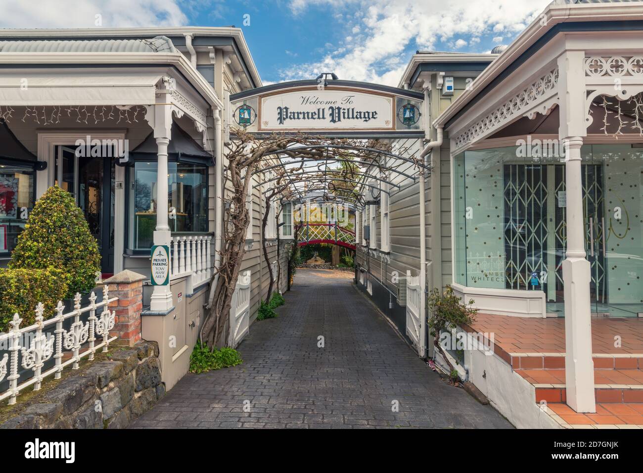 AUCKLAND, NEW ZEALAND - Sep 14, 2019: Auckland / New Zealand - September 14 2019: View of Parnell Village entrance Stock Photo