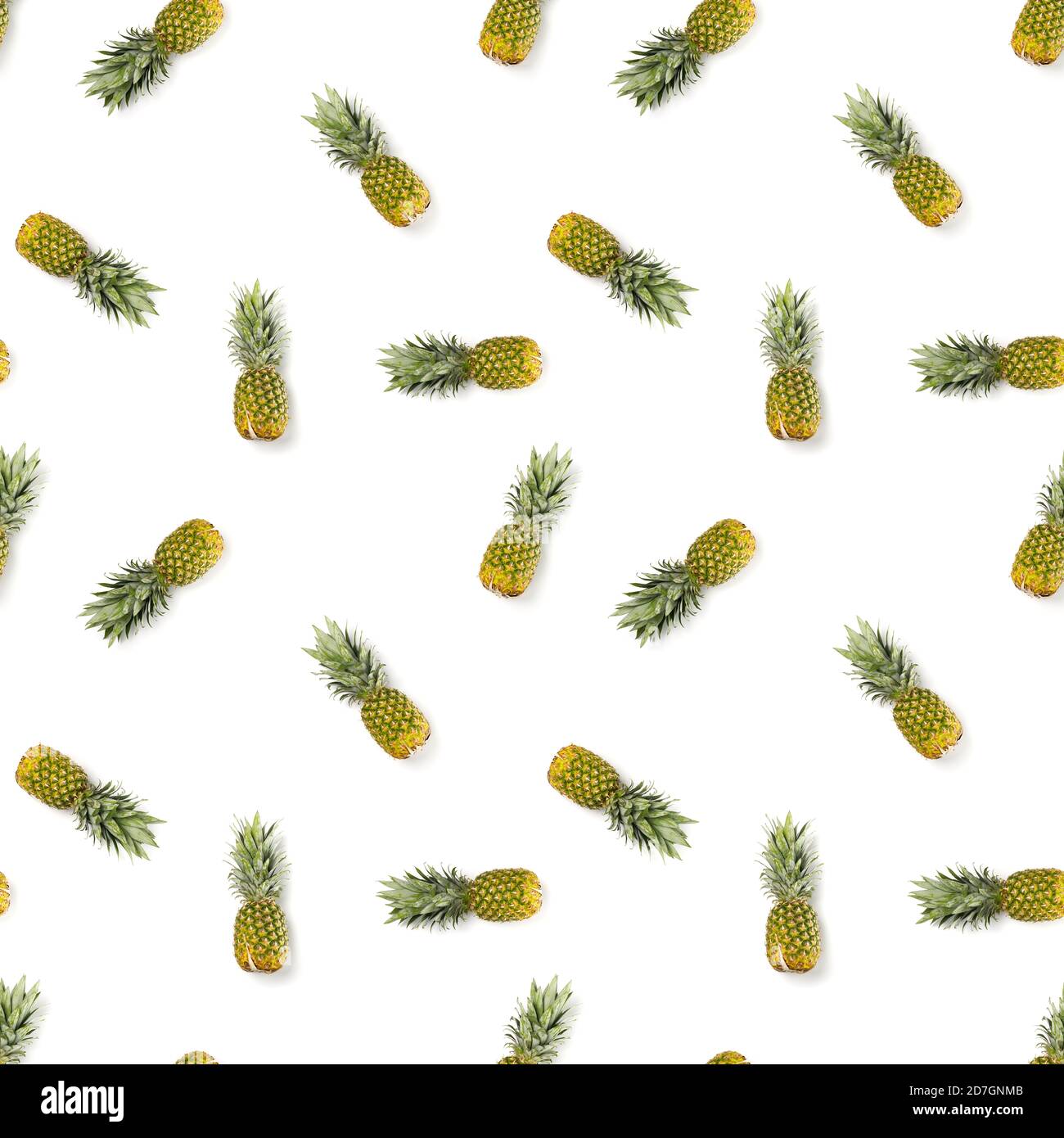 Pineapple Seamless pattern. Tropical abstract pattern. Gold pineapple on the white background. Stock Photo