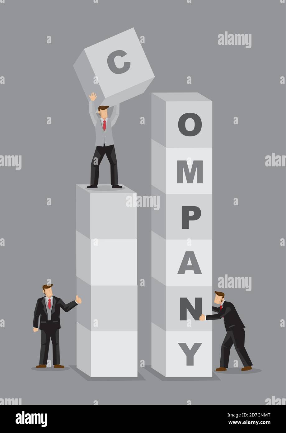 Business Cartoon Stacking Blocks