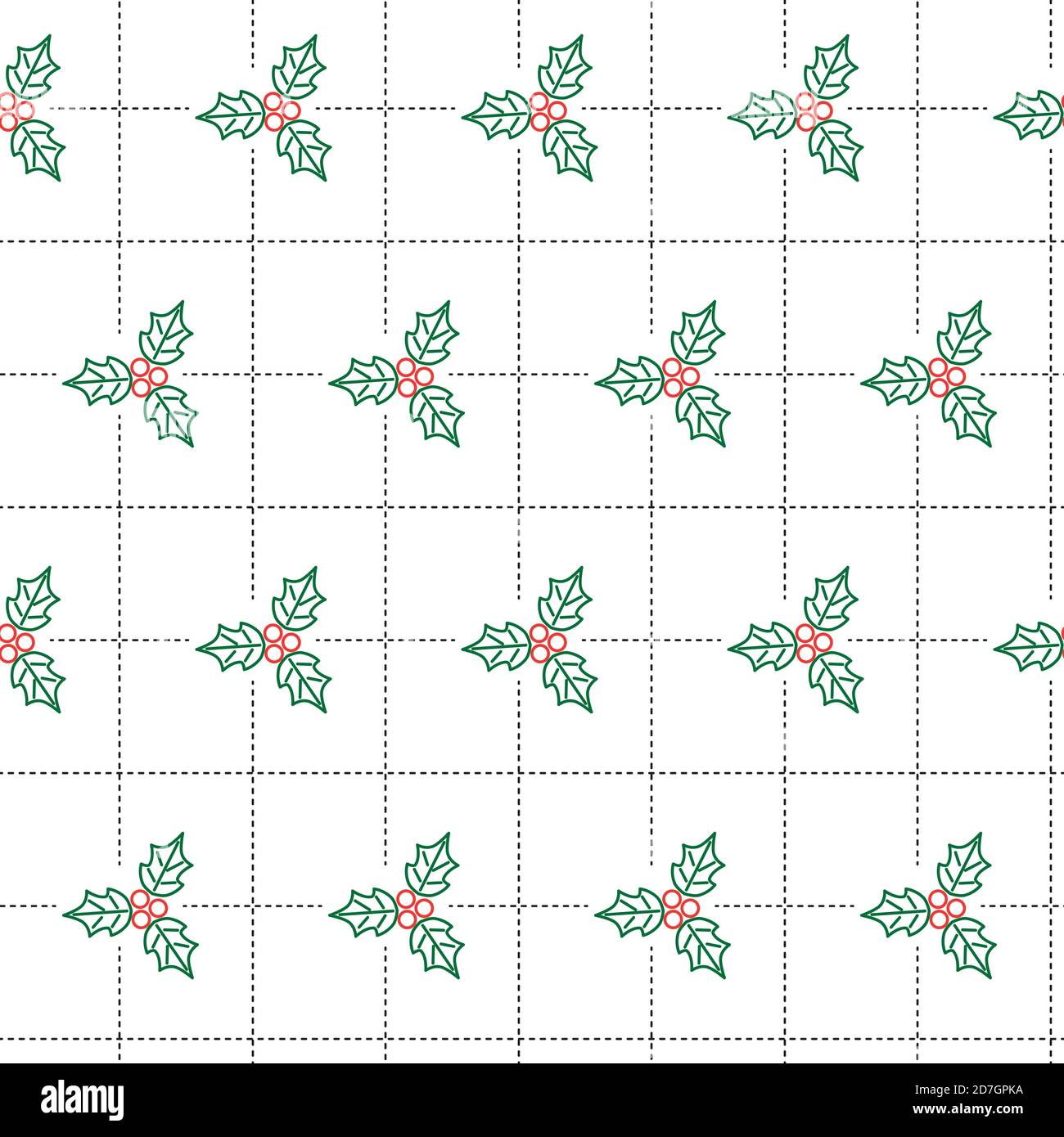 Seamless Christmas Pattern With Holly Berry. Vector Background Stock ...