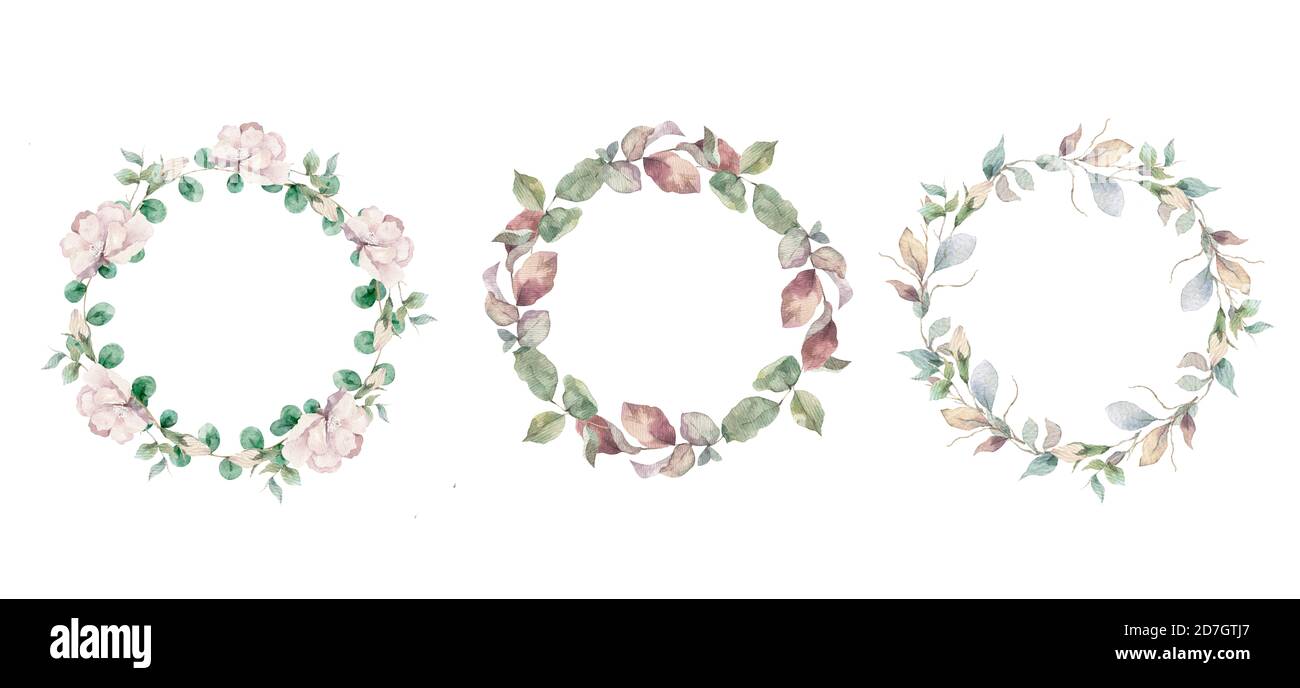Floral Frame Collection. Set of cute retro flowers arranged un a shape ...