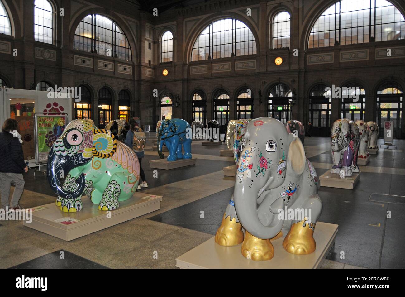 The «Elephant Parade Swiss Tour 2020» has been initiated by Claudia & Franco Knie from the Swiss National Circus. Stock Photo