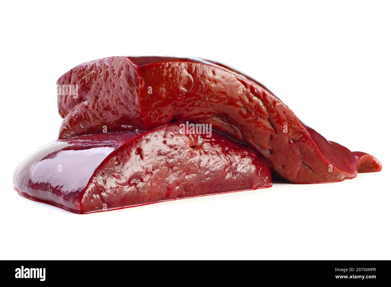 Raw liver isolated on white background Stock Photo
