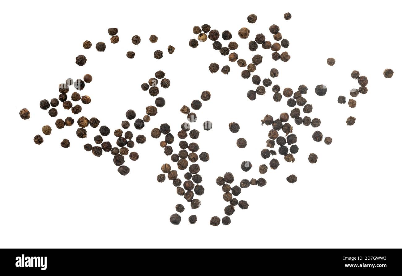 Black peppercorns isolated on white background Stock Photo Alamy