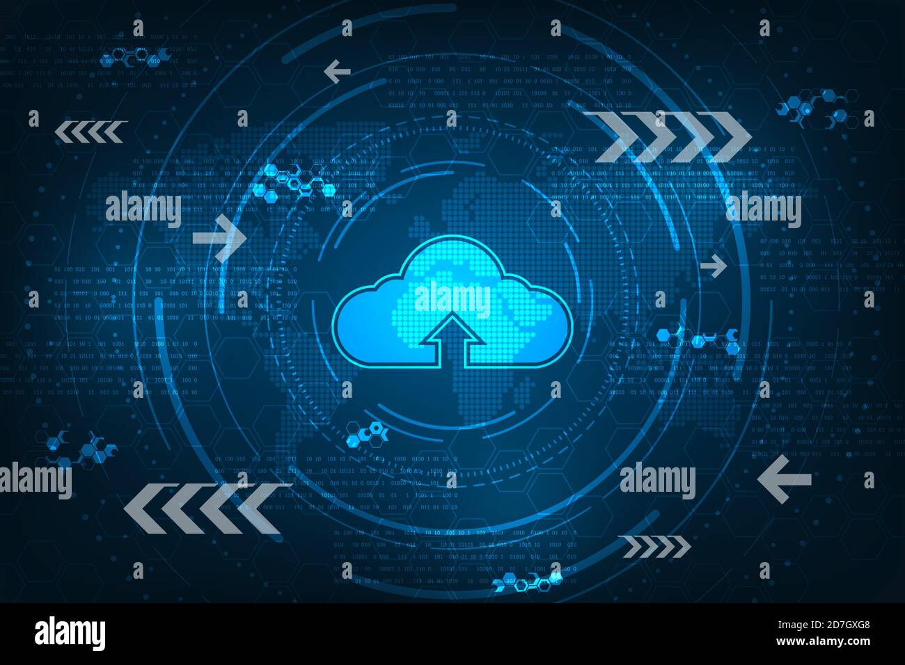 Cloud interface that shows data uploading to the internet. Stock Vector