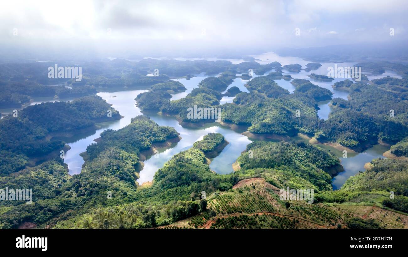 Ta Dung Lake viewed from above, there are many small islands here, the view  is like in heaven. This is a hydroelectric reservoir in Dak Nong province  Stock Photo - Alamy