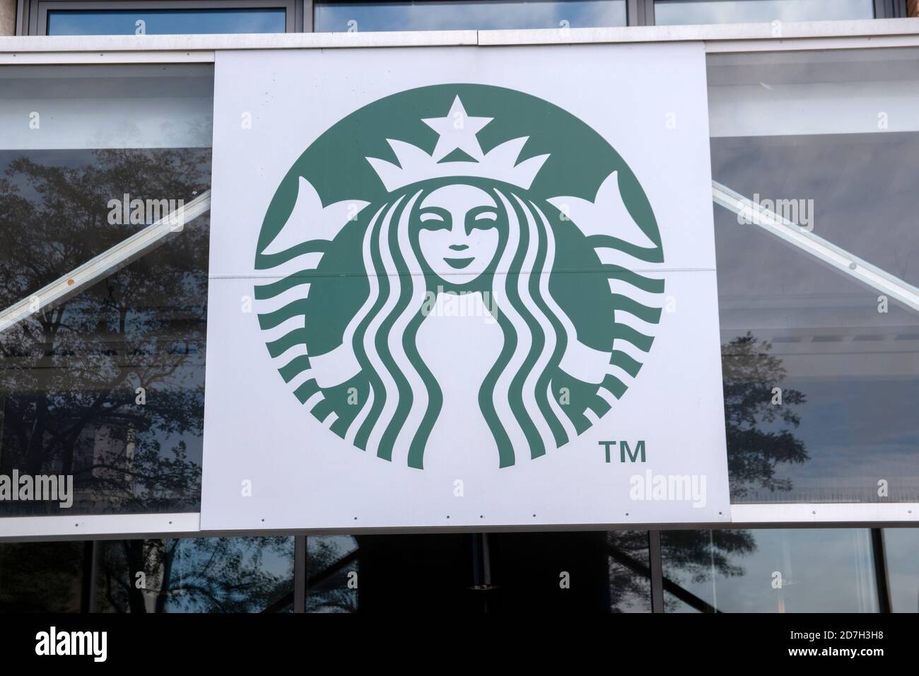 Billboard Starbucks Cafe At The Central Station Utrecht The Netherlands