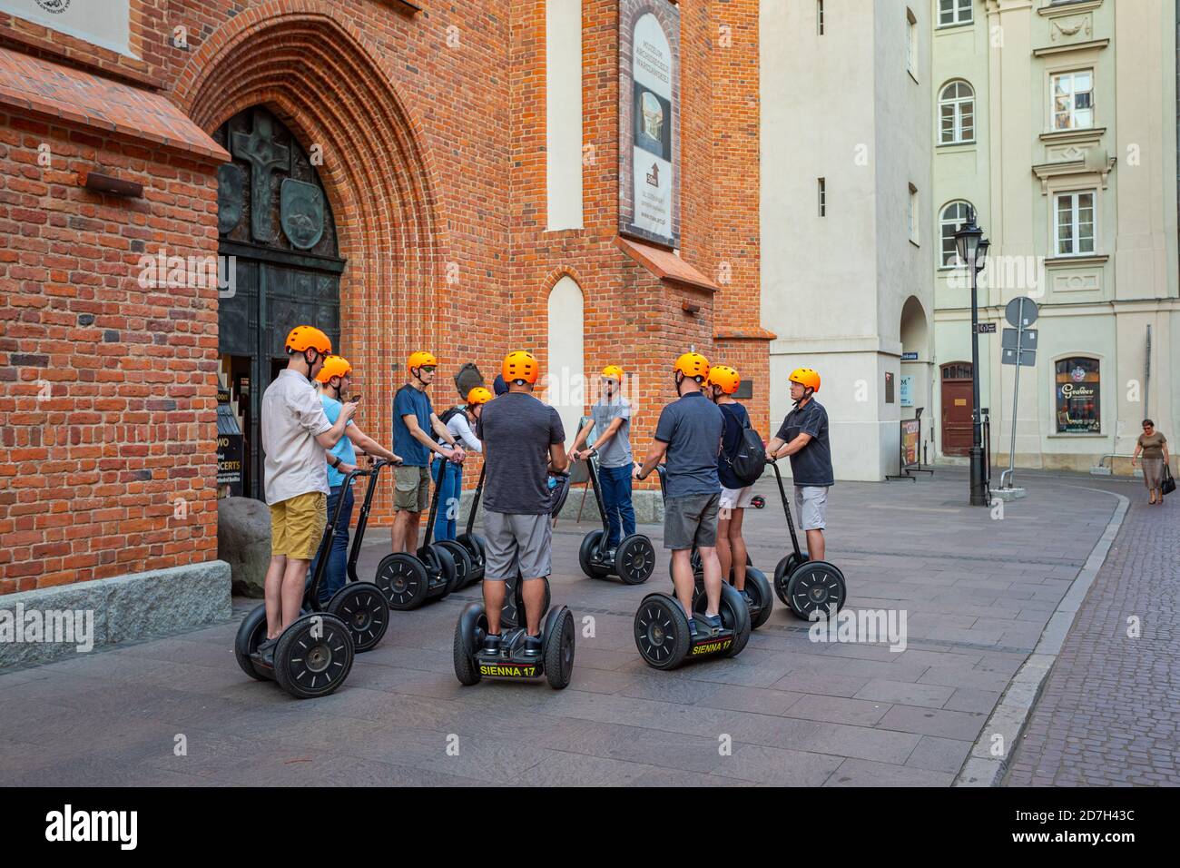 Outdoor meeting on a 2 wheel electric scooters in Warsaw, Poland Stock Photo