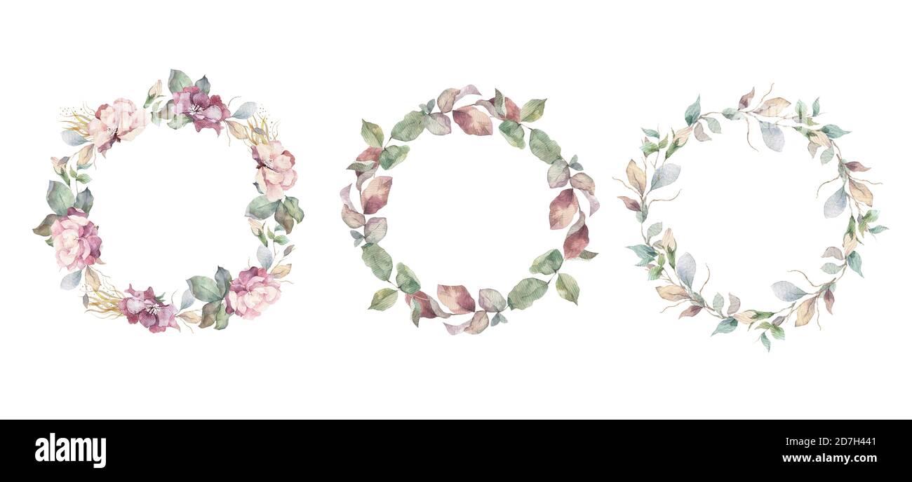 Floral Frame Collection. Set of cute retro flowers arranged un a shape ...