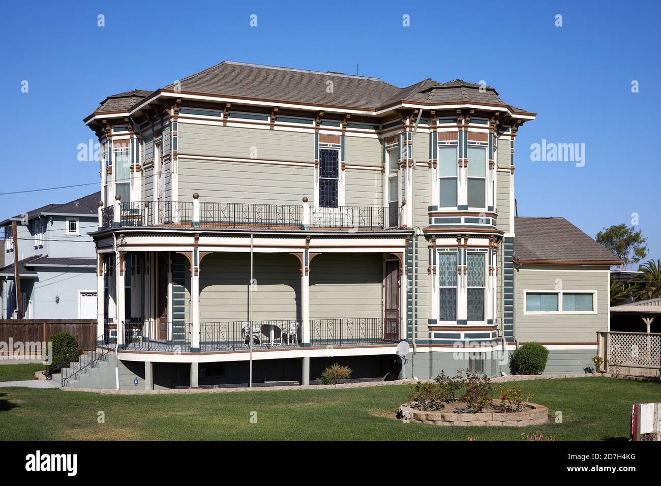 Wooden house on Elizabeth Street, Alviso, San José, California, USA Stock Photo