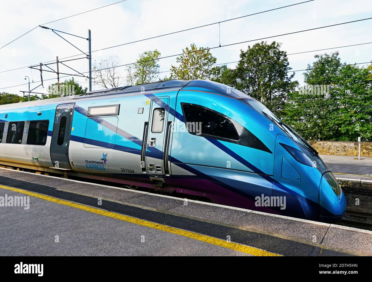 The British Rail Class 397 Civity is a class of electric multiple unit built by Spanish rolling stock manufacturer CAF for lease to TransPennine Expre Stock Photo