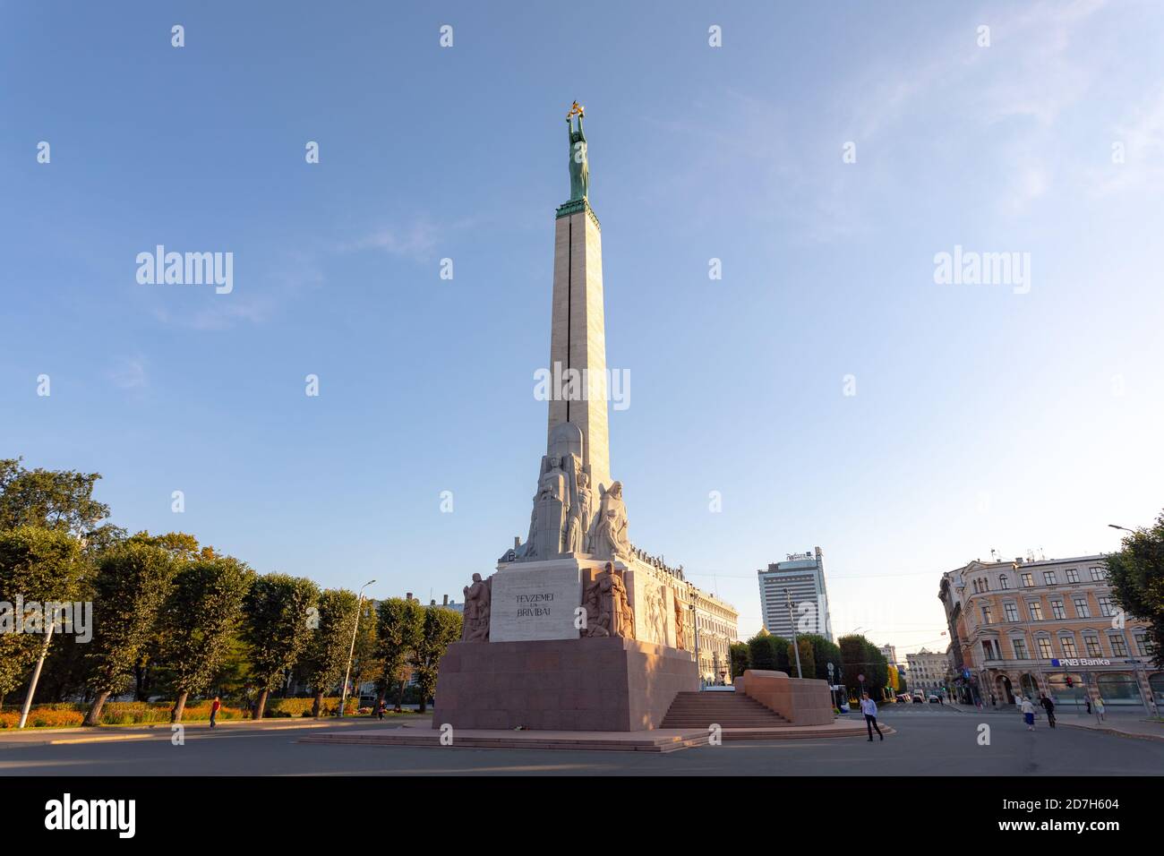 The Freedom Monument statue dedicated to Latvians who lost their lives fighting for independence between 1918 - 1920 Stock Photo