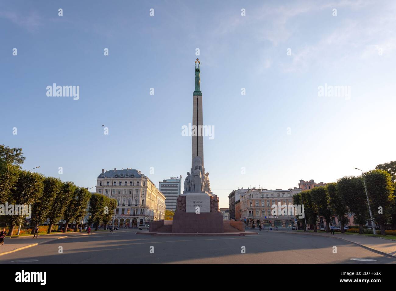 The Freedom Monument statue dedicated to Latvians who lost their lives fighting for independence between 1918 - 1920 Stock Photo