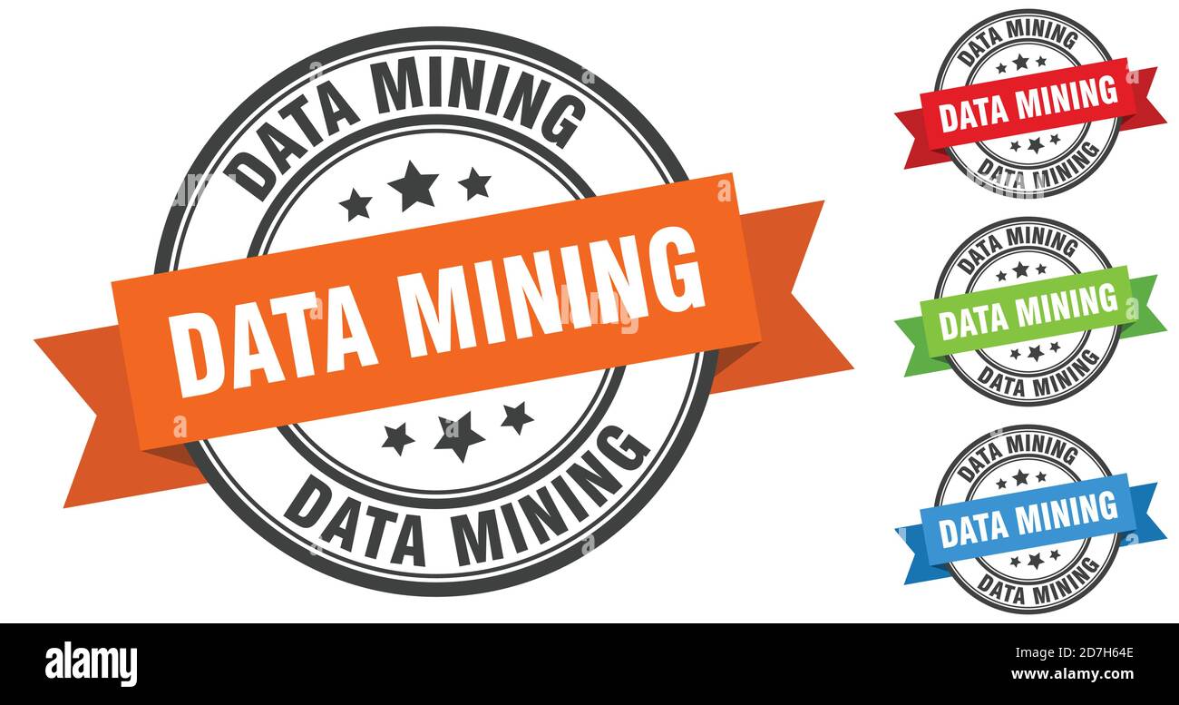 data mining stamp. round band sign set. ribbon label Stock Vector