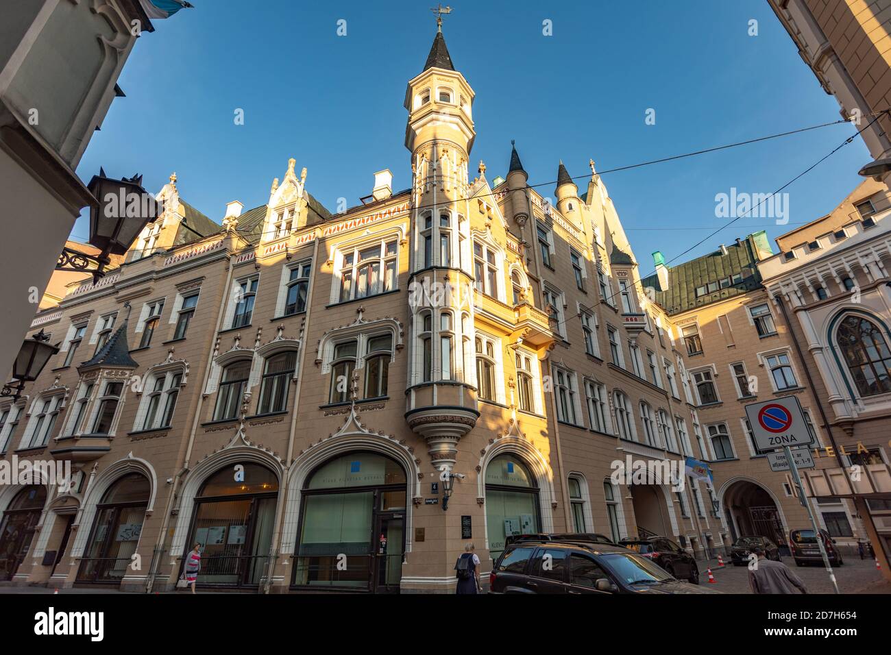 Downtown Riga streets Local government office, Latvia Stock Photo