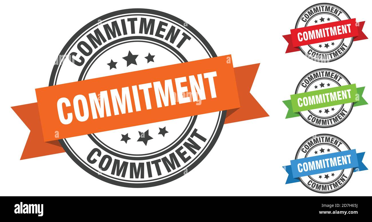 commitment stamp. round band sign set. ribbon label Stock Vector