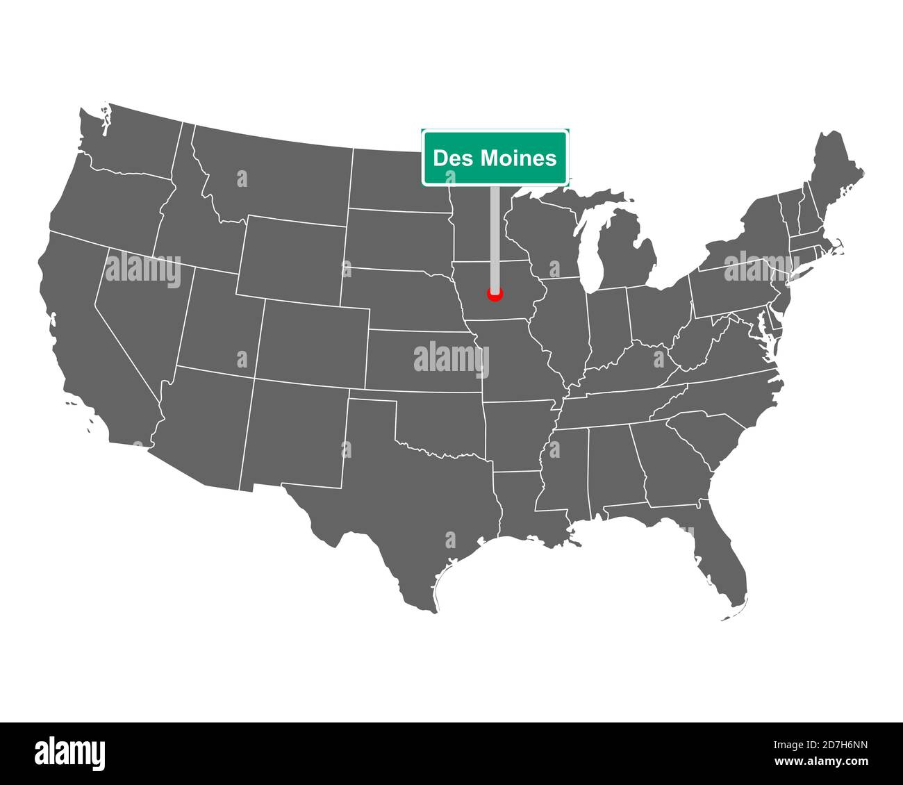 Des Moines city limit sign and map of USA Stock Photo Alamy